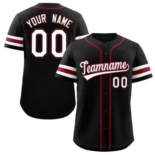 Unisex Black & White Red Baseball Jersey – Custom Name & Number