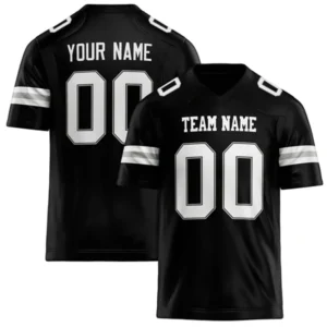 Men Black & White Football Jersey – Custom Name & Number Team Uniform