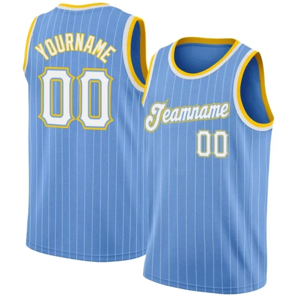 Men Stripes Blue & White Basketball Jersey - Custom Name & Number