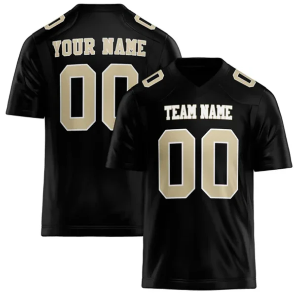 Men Black & Beige Football Jersey – Custom Name & Number Team Uniform