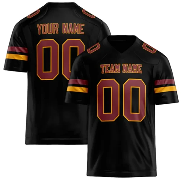 Men Black & Wine Red Football Jersey – Custom Name & Number Team Uniform