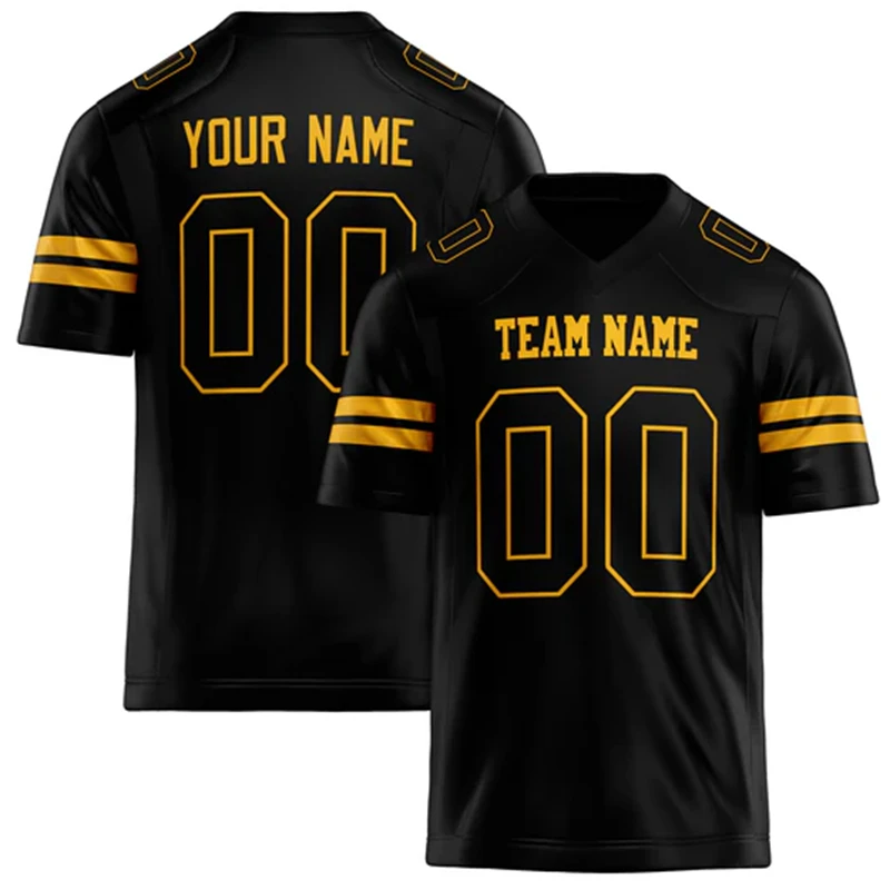 Men Black & Gold Football Jersey – Custom Name & Number Team Uniform - Image 1
