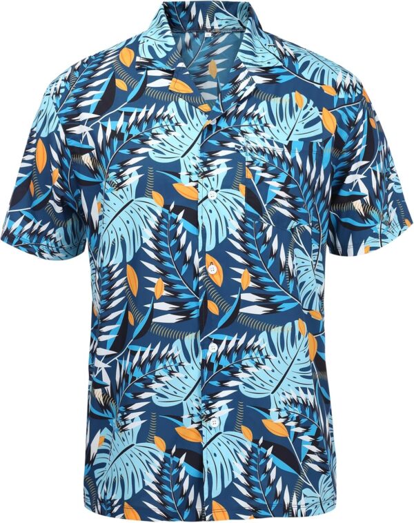 Men's Short-Sleeve Hawaiian Shirt - Green Flowers